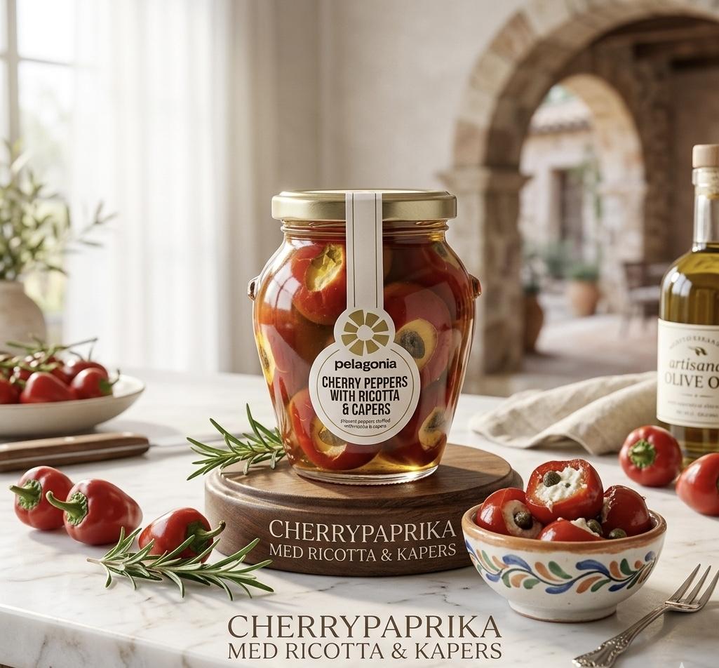 Cherrypaprika med ricotta & kapers